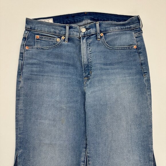 Gap 70s Flare High Rise Women's size 10P  Two Tone Blue Denim Jeans - Picture 2 of 6